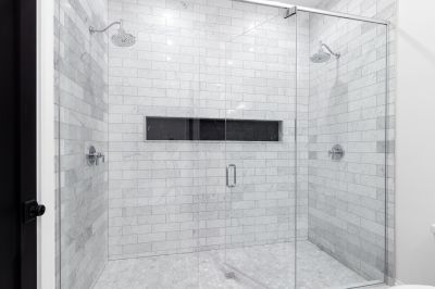 Minimalist Shower with Natural Stone